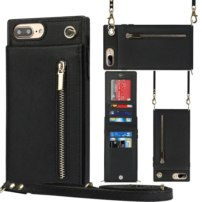 Cross-body Zipper Square TPU+PU Back Cover Case with Holder & Card Slots & Wallet & Strap, For iPhone 8 Plus / 7 Plus, For iPhone 11, For iPhone 11 Pro, For iPhone 11 Pro Max