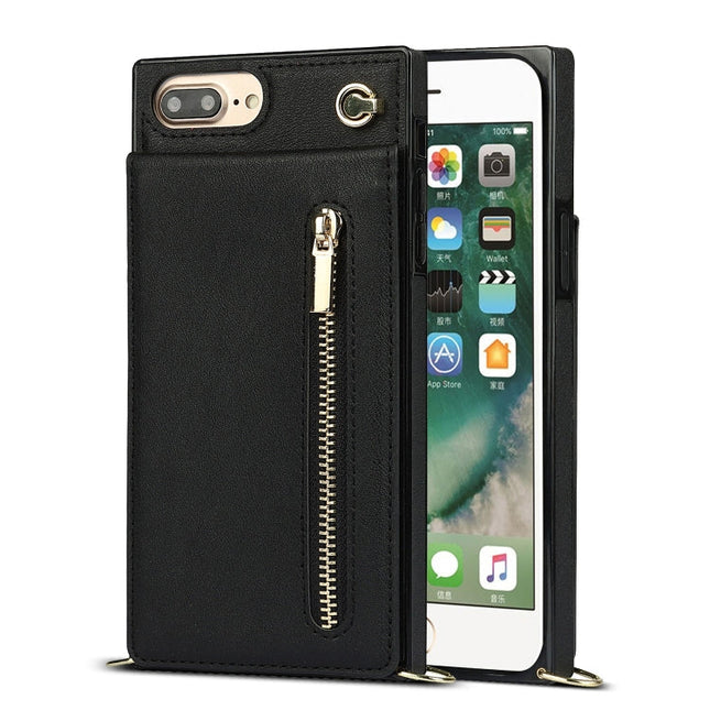 Cross-body Zipper Square TPU+PU Back Cover Case with Holder & Card Slots & Wallet & Strap, For iPhone 8 Plus / 7 Plus, For iPhone 11, For iPhone 11 Pro, For iPhone 11 Pro Max