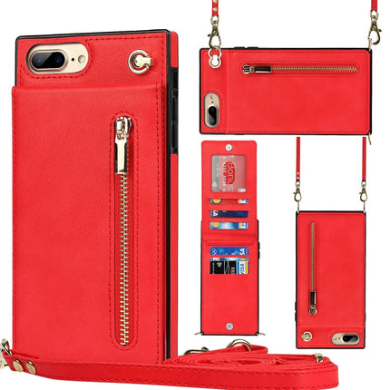 Cross-body Zipper Square TPU+PU Back Cover Case with Holder & Card Slots & Wallet & Strap, For iPhone 8 Plus / 7 Plus, For iPhone 11, For iPhone 11 Pro, For iPhone 11 Pro Max