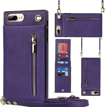 Cross-body Zipper Square TPU+PU Back Cover Case with Holder & Card Slots & Wallet & Strap, For iPhone 8 Plus / 7 Plus, For iPhone 11, For iPhone 11 Pro, For iPhone 11 Pro Max