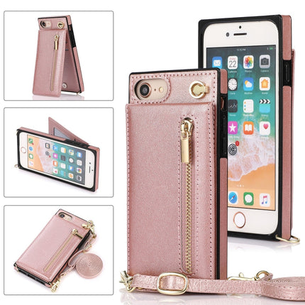 Cross-body Zipper Square TPU+PU Back Cover Case with Holder & Card Slots & Wallet & Strap, For iPhone 12 mini, For iPhone 12 / 12 Pro, For iPhone 12 Pro Max, For iPhone SE 2022 / SE 2020 / 8 / 7
