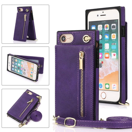 Cross-body Zipper Square TPU+PU Back Cover Case with Holder & Card Slots & Wallet & Strap, For iPhone 12 mini, For iPhone 12 / 12 Pro, For iPhone 12 Pro Max, For iPhone SE 2022 / SE 2020 / 8 / 7