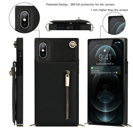 Cross-body Zipper Square TPU+PU Back Cover Case with Holder & Card Slots & Wallet & Strap, For iPhone XS / X, For iPhone XR, For iPhone XS Max