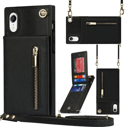 Cross-body Zipper Square TPU+PU Back Cover Case with Holder & Card Slots & Wallet & Strap, For iPhone XS / X, For iPhone XR, For iPhone XS Max