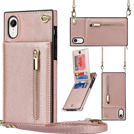 Cross-body Zipper Square TPU+PU Back Cover Case with Holder & Card Slots & Wallet & Strap, For iPhone XS / X, For iPhone XR, For iPhone XS Max
