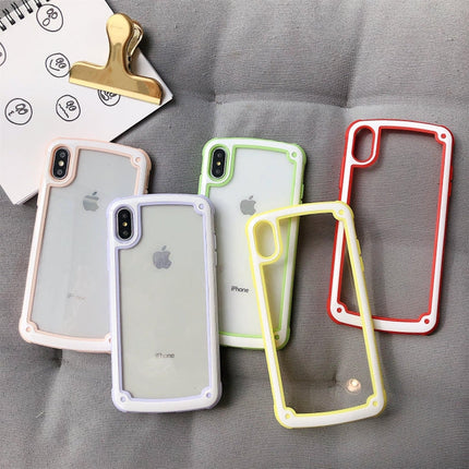 Candy-Colored TPU Transparent Shockproof Case, For iPhone X / XS, For iPhone XR, For iPhone XS Max