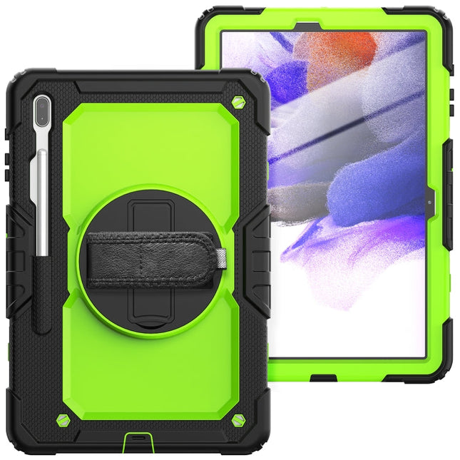 Shockproof Colorful Silicone + PC Protective Case with Holder & Shoulder Strap & Hand Strap & Pen Slot For Samsung Galaxy Tab