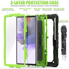 Shockproof Colorful Silicone + PC Protective Case with Holder & Shoulder Strap & Hand Strap & Pen Slot For Samsung Galaxy Tab, For Samsung Galaxy Tab S7 FE 12.4 inch 2021 SM-T730 / SM-T736B