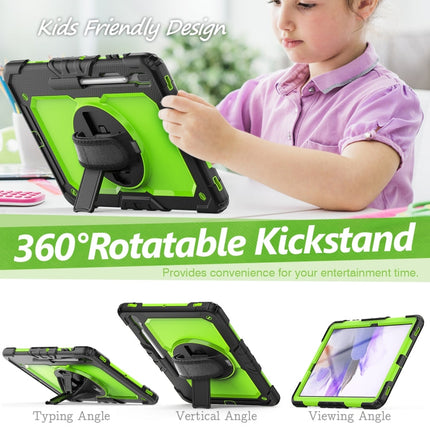 Shockproof Colorful Silicone + PC Protective Case with Holder & Shoulder Strap & Hand Strap & Pen Slot For Samsung Galaxy Tab