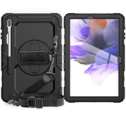Shockproof Colorful Silicone + PC Protective Case with Holder & Shoulder Strap & Hand Strap & Pen Slot For Samsung Galaxy Tab