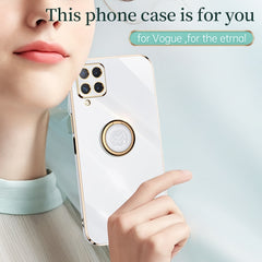 XINLI Straight Edge 6D Electroplate TPU Phone Case with Ring Holder
