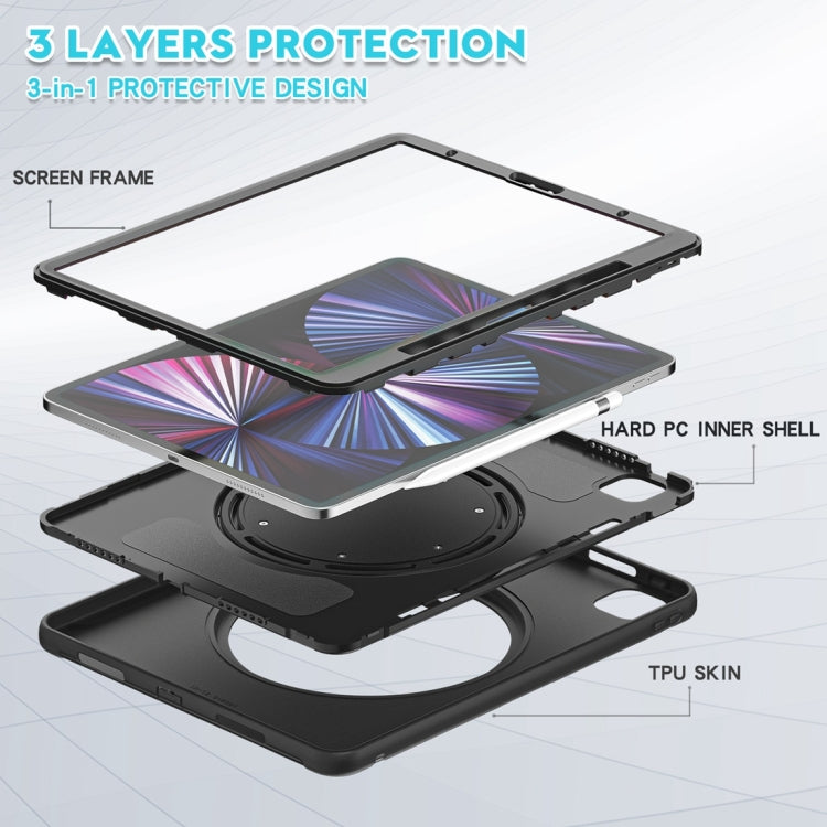 Shockproof TPU + PC Protective Case with 360 Degree Rotation Foldable Handle Grip Holder & Pen Slot, For iPad Pro 12.9 2022 / 2021