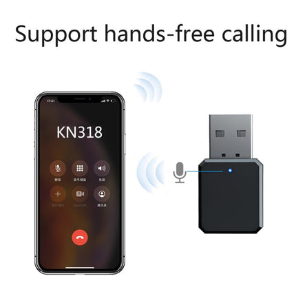 KN318 USB Bluetooth 5.1 Adapter Audio Receiver, KN318