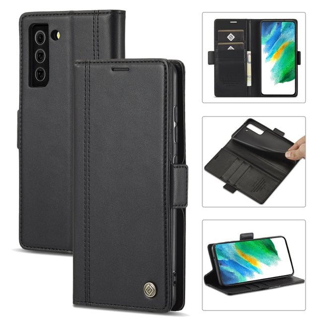 LC.IMEEKE Magnetic Buckle PU + TPU Horizontal Flip Leather Case with Holder & Card Slots & Wallet, For Samsung Galaxy S21 FE 5G