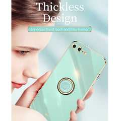 XINLI Straight Edge 6D Electroplate TPU Phone Case with Ring Holder
