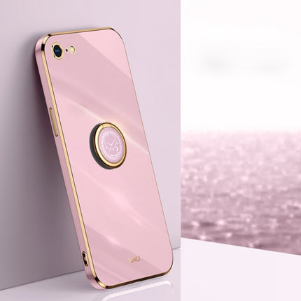 XINLI Straight Edge 6D Electroplate TPU Phone Case with Ring Holder, For iPhone 6 / 6s, For iPhone 6 Plus / 6s Plus, For iPhone 8 Plus / 7 Plus