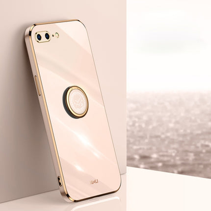 XINLI Straight Edge 6D Electroplate TPU Phone Case with Ring Holder, For iPhone 6 / 6s, For iPhone 6 Plus / 6s Plus, For iPhone 8 Plus / 7 Plus