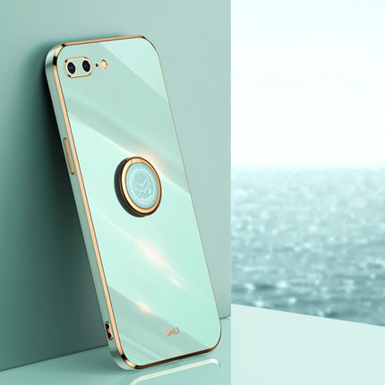 XINLI Straight Edge 6D Electroplate TPU Phone Case with Ring Holder, For iPhone 6 / 6s, For iPhone 6 Plus / 6s Plus, For iPhone 8 Plus / 7 Plus