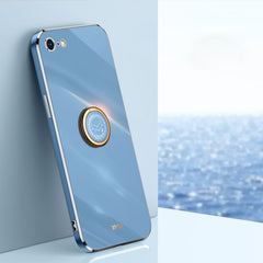 XINLI Straight Edge 6D Electroplate TPU Phone Case with Ring Holder, For iPhone SE 2022 / SE 2020 / 8 / 7, For iPhone 11, For iPhone 11 Pro
