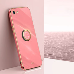 XINLI Straight Edge 6D Electroplate TPU Phone Case with Ring Holder, For iPhone SE 2022 / SE 2020 / 8 / 7, For iPhone 11, For iPhone 11 Pro