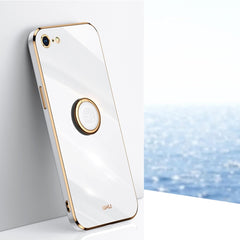 XINLI Straight Edge 6D Electroplate TPU Phone Case with Ring Holder, For iPhone SE 2022 / SE 2020 / 8 / 7, For iPhone 11, For iPhone 11 Pro