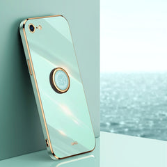 XINLI Straight Edge 6D Electroplate TPU Phone Case with Ring Holder, For iPhone SE 2022 / SE 2020 / 8 / 7, For iPhone 11, For iPhone 11 Pro