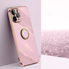 XINLI Straight Edge 6D Electroplate TPU Phone Case with Ring Holder, For iPhone SE 2022 / SE 2020 / 8 / 7, For iPhone 11, For iPhone 11 Pro