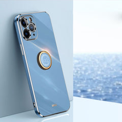 XINLI Straight Edge 6D Electroplate TPU Phone Case with Ring Holder, For iPhone SE 2022 / SE 2020 / 8 / 7, For iPhone 11, For iPhone 11 Pro