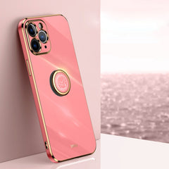 XINLI Straight Edge 6D Electroplate TPU Phone Case with Ring Holder, For iPhone SE 2022 / SE 2020 / 8 / 7, For iPhone 11, For iPhone 11 Pro