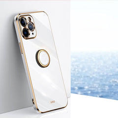XINLI Straight Edge 6D Electroplate TPU Phone Case with Ring Holder, For iPhone SE 2022 / SE 2020 / 8 / 7, For iPhone 11, For iPhone 11 Pro