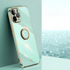 XINLI Straight Edge 6D Electroplate TPU Phone Case with Ring Holder, For iPhone SE 2022 / SE 2020 / 8 / 7, For iPhone 11, For iPhone 11 Pro