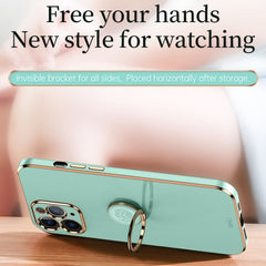 XINLI Straight Edge 6D Electroplate TPU Phone Case with Ring Holder, For iPhone 11 Pro Max, For iPhone 12, For iPhone 12 mini