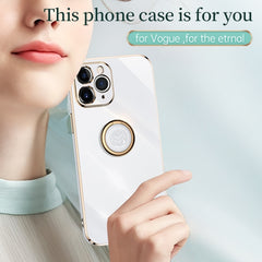 XINLI Straight Edge 6D Electroplate TPU Phone Case with Ring Holder, For iPhone 11 Pro Max, For iPhone 12, For iPhone 12 mini