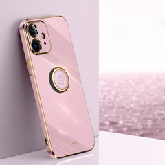 XINLI Straight Edge 6D Electroplate TPU Phone Case with Ring Holder, For iPhone 11 Pro Max, For iPhone 12, For iPhone 12 mini
