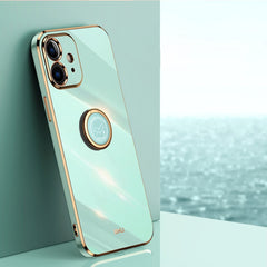 XINLI Straight Edge 6D Electroplate TPU Phone Case with Ring Holder, For iPhone 11 Pro Max, For iPhone 12, For iPhone 12 mini