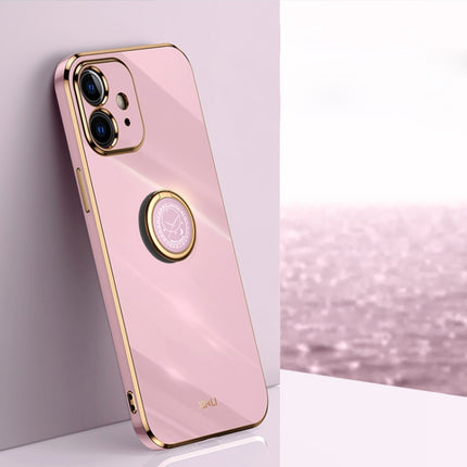 XINLI Straight Edge 6D Electroplate TPU Phone Case with Ring Holder, For iPhone 11 Pro Max, For iPhone 12, For iPhone 12 mini