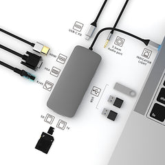 BL10V 10 in 1 USB-C / Type-C to RJ45 + VGA + HDMI + 3.5mm AUX + SD / TF Card Slot + PD USB-C / Type-C + USB 3.0 + 2 USB 2.0 Ports Docking Station HUB