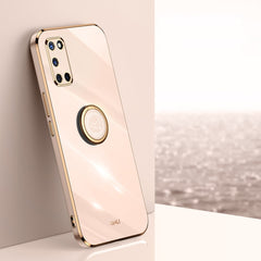 XINLI Straight Edge 6D Electroplate TPU Phone Case with Ring Holder, For OPPO A9 2020 / A11x, For OPPO A15, For OPPO A52