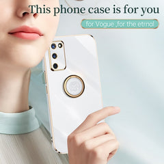 XINLI Straight Edge 6D Electroplate TPU Phone Case with Ring Holder
