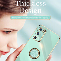 XINLI Straight Edge 6D Electroplate TPU Phone Case with Ring Holder