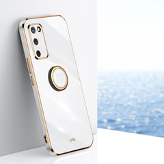 XINLI Straight Edge 6D Electroplate TPU Phone Case with Ring Holder, For OPPO A55 5G, For OPPO A72, For OPPO A91