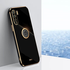 XINLI Straight Edge 6D Electroplate TPU Phone Case with Ring Holder, For OPPO A55 5G, For OPPO A72, For OPPO A91