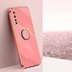 XINLI Straight Edge 6D Electroplate TPU Phone Case with Ring Holder, For OPPO A55 5G, For OPPO A72, For OPPO A91