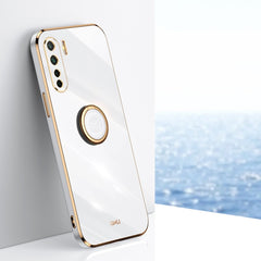 XINLI Straight Edge 6D Electroplate TPU Phone Case with Ring Holder, For OPPO A55 5G, For OPPO A72, For OPPO A91