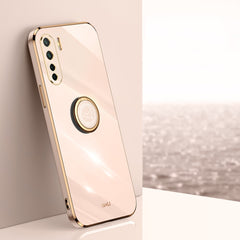 XINLI Straight Edge 6D Electroplate TPU Phone Case with Ring Holder, For OPPO A55 5G, For OPPO A72, For OPPO A91