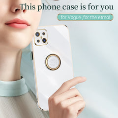 XINLI Straight Edge 6D Electroplate TPU Phone Case with Ring Holder, For OPPO A92s, For OPPO A93, For OPPO F11