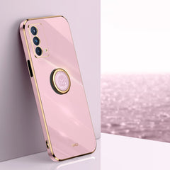 XINLI Straight Edge 6D Electroplate TPU Phone Case with Ring Holder, For OPPO A92s, For OPPO A93, For OPPO F11