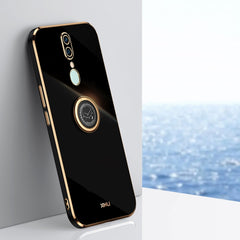 XINLI Straight Edge 6D Electroplate TPU Phone Case with Ring Holder, For OPPO A92s, For OPPO A93, For OPPO F11