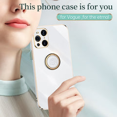 XINLI Straight Edge 6D Electroplate TPU Phone Case with Ring Holder, For OPPO Find X3 Pro, For OPPO K9, For OPPO Reno4