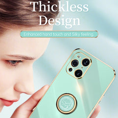 XINLI Straight Edge 6D Electroplate TPU Phone Case with Ring Holder, For OPPO Find X3 Pro, For OPPO K9, For OPPO Reno4